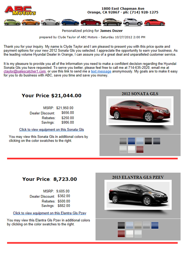 multi-vehicle price quote